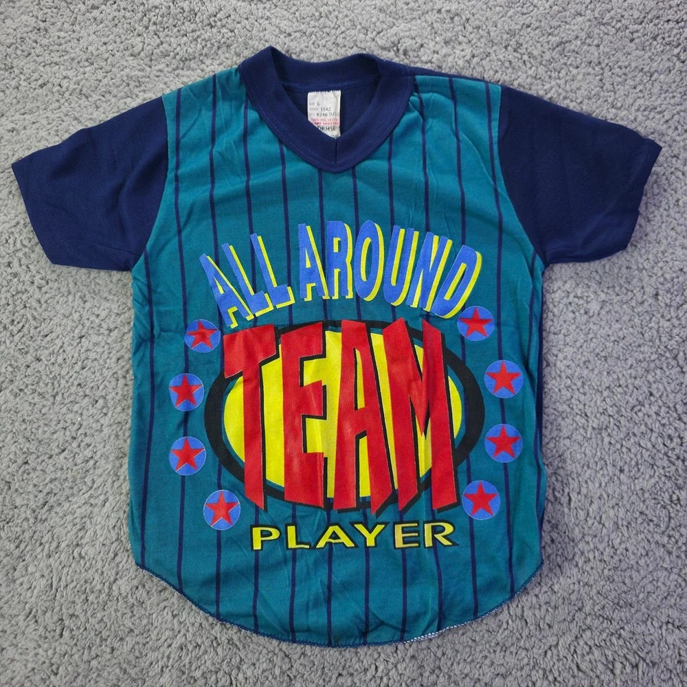 Vintage Wormser Kids Size 6 All Around Team Player Baseball Pajama Top USA Made